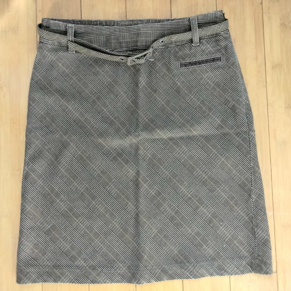 Mexx Brown & Beige A-Line Plaid Skirt w/ Matching Belt Women's US Size 6